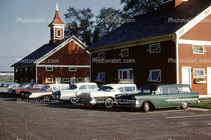 Ford Station Wagon, buildings, 1950s