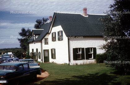 Home, house, buildings, cars, 1959, 1950s