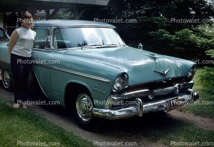 1955 Plymouth Savoy, woman, car, 1950s