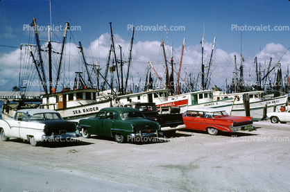 Parked Cars, Fishing boats, 1950s