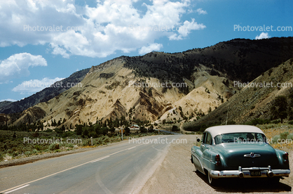 1953 Buick Roadmaster, Big Rock Candy Mountain, Utah, Road, Highway, Sevier County, July 1954, 1950s