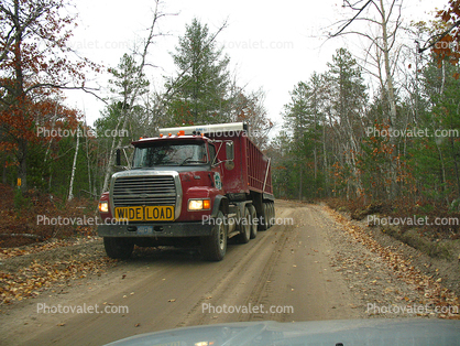 Wide Load, Dump Truck, Dirt Road, Minnesota, unpaved