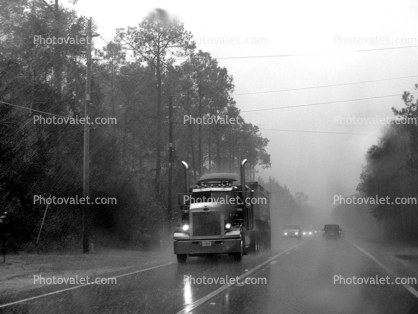 Peterbilt, Truck, rain, inclement weather, wet, slippery, Rainy, Bad Driving Conditions, Precipitation, road