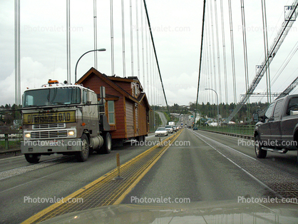 Trailer Home, Oversize Load, Tacoma Narrows Bridge