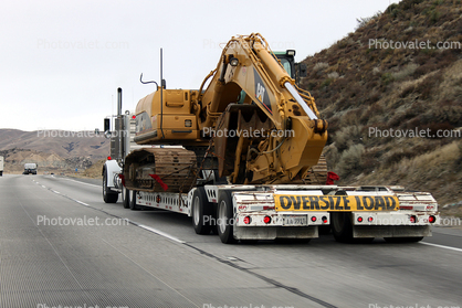 Oversize Load, Shovel, Interstate Highway I-5, near Gorman, California, Digger