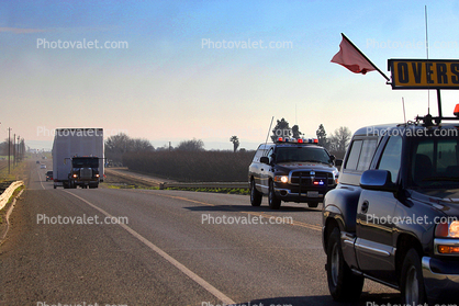 County Road 269, Oversize Load, near Lemoore and Five Points, CHP, California Highway Patrol, Freightliner