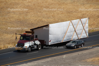 Wide Load, oversize, trailer home, Interstate Highway I-5, near Newman