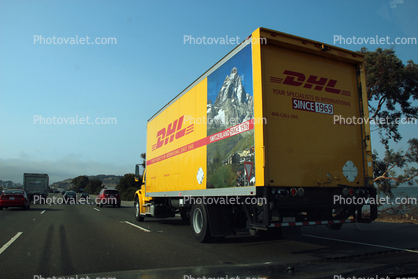 DHL Yellow Truck, Highway 101, San Bruno