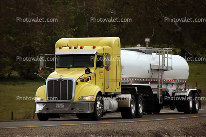 Liquid Products Transporter, Peterbilt, Interstate Highway I-5 offramp, near Newman