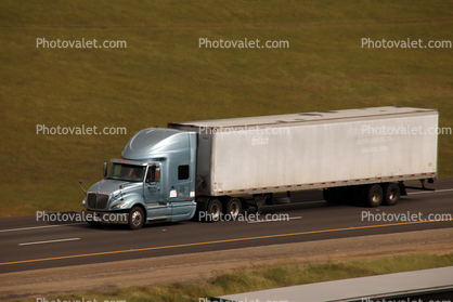 International Semi Truck, Interstate Highway I-5, northbound lane, near Newman