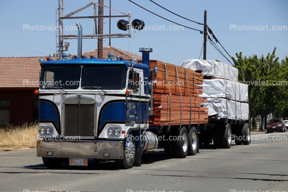 Wood Products Truck, Kenworth Semi trailer, flatbed