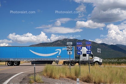 Semi Trailer Truck, Amazon Prime Transportation, US Route 50, Highway, Road