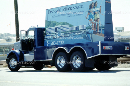 Advertising, Moving Billboard, Kenworth, Flatbed trailer