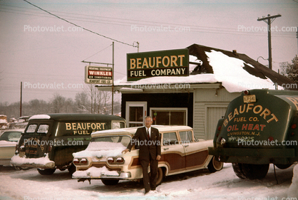 Beaufort Fuel Company, Tank Trucks, Ford Ranch Wagon, Livingston New Jersey, 1950s