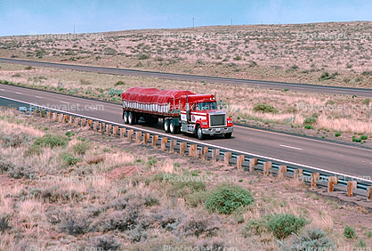 Mack Truck, Interstate Highway I-40 looking west, Semi-trailer truck, Semi