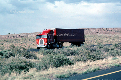 Interstate Highway I-40, Semi-trailer truck, Semi, cabover semi trailer truck, flat front