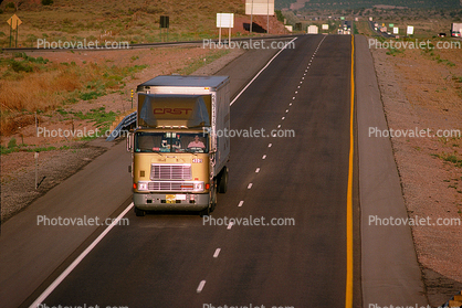CRST Semi Trucking on the Interstate Highway I-40, Gallup
