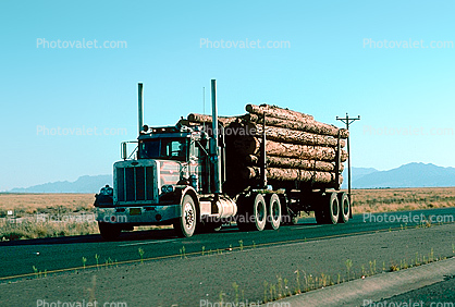 Peterbilt Logging Truck, Highway-70, Semi, New Mexico