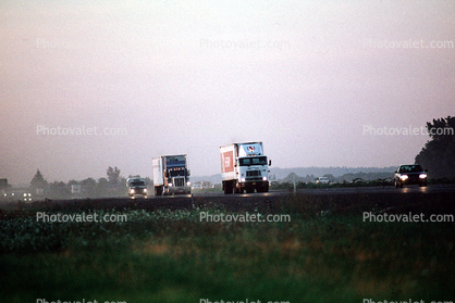 Interstate Highway I-5 near Salem, Semi-trailer truck, Semi