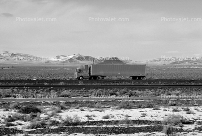 Interstate Highway I-80, east of Reno heading east, Semi-trailer truck, Semi