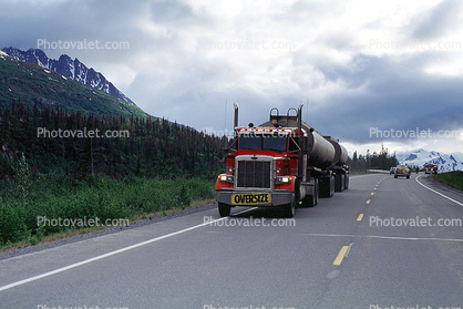 Peterbilt, Chugach Mountains, Highway-4, Oversize Load, Gas Tanker Truck, Gasoline, Fuel, 