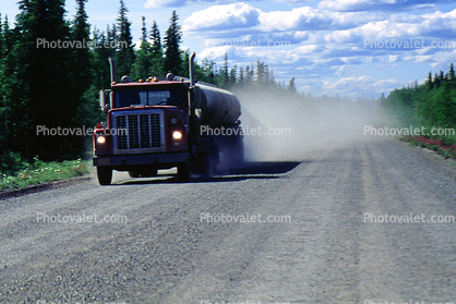 International Truck, Dirt Road, south of Glen Allen, Highway-4, Gas Tanker Truck, Gasoline, Fuel, unpaved