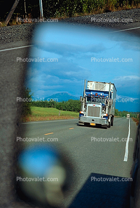Peterbilt in the Rearview Mirror, Kenai Peninsula, Highway 1