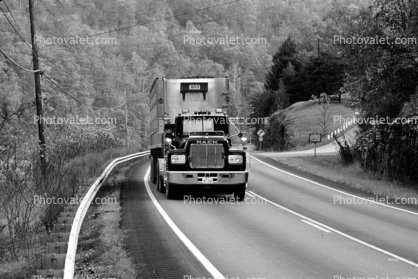 Highway 160, south of Hazard, Mack Semi-trailer truck, Semi