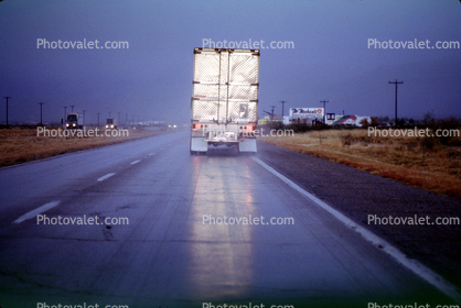 rain, wet, slippery, inclement weather, near Alamogordo, Highway-70, Semi-trailer truck, Semi
