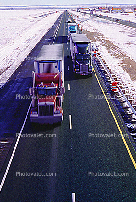 Peterbilt, Moriarty, Interstate Highway I-40, road, divided highway, roadway, whiteline Fever, Semi-trailer truck, Semi