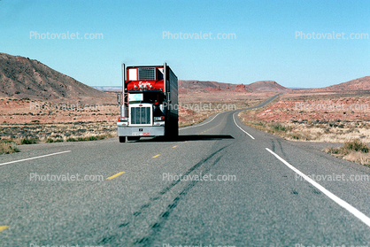 Peterbilt, northwestern Arizona, Highway 160, highway, road, barren landscape, Semi-trailer truck, Semi