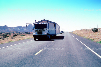 Wide Load, oversize, north of Cameron, Highway-89, flatbed trailer, trailer home, southwest of Page