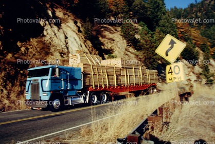 Freightliner cabover, west of Paxton, north fork of the Feather River
