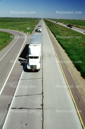 Interstate Highway I-5, south of Sacramento, Semi-trailer truck, Semi