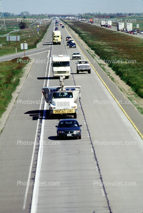 Highway I-5, Interstate Highway I-5, south of Sacramento, oversize load, Semi-trailer truck, Semi