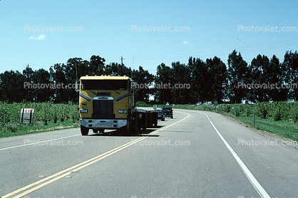 Cabover Truck, flatbed trailer, Isleton