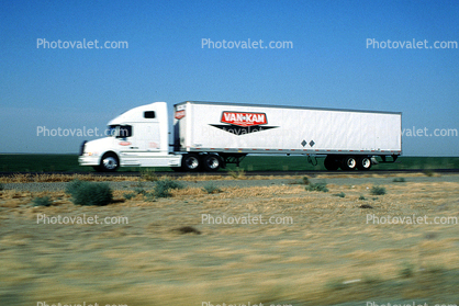 Van Kam, Interstate Highway I-5 near the Grapevine, Semi-trailer truck, Semi