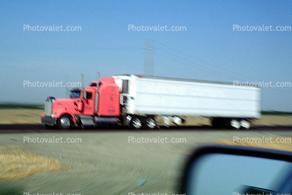 Interstate Highway I-5 near the Grapevine, Central Valley, California, Semi-trailer truck, Semi