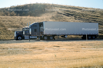 Interstate Highway I-5 near the Grapevine, Semi-trailer truck, Semi