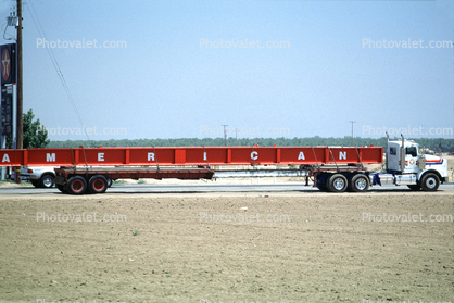 Steel Beams stretch flatbed, extendable flatbed trailer, Central Valley, California