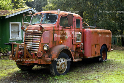 GMC Fire Engine, Big Jimmy, 1939, CDF, rust, rusting, Mendocino County, California
