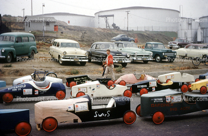 Cars, Oil Tanks, Starting Line, 1950s