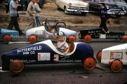 Butterfield Sign Comapany, Girl, female, toddler, racer, 1950s