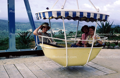 Yellow Bucket Tramway, Women, Fun, Smiles, Virgin Islands, 1960s