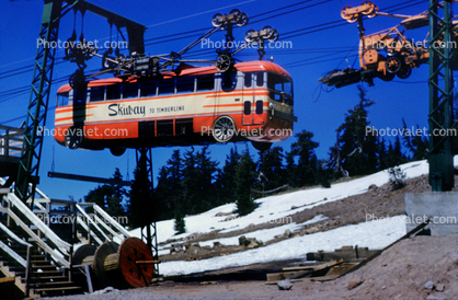 Skiway Tram Bus, Timberline, skyway, Mt Hood, Oregon, July 1952, 1950s