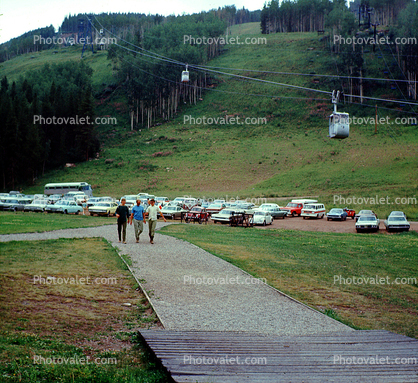 Vail in the Summer, Parked Cars, Footpath, Walkway, Forest, August 1970