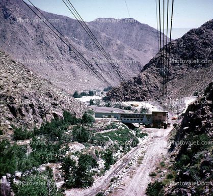 Valley Station, Terminus, building, Palm Springs Aerial Tramway, trees, valley, 1967, 1960s