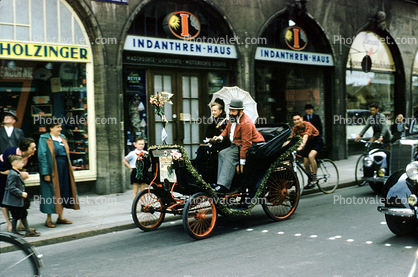 Classic Motorized Buggy, cars, street, Indanthren-haus, Munich, Germany, 1960s