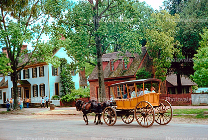 Carriage, Homes, Houses, trees, 1950s