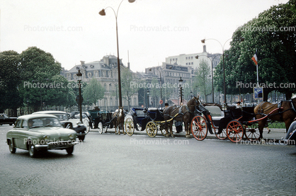 Champs Elysees Paris, Car, Vehicle, Automobile, 1959, 1950s